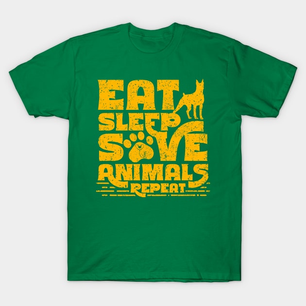 Eat Sleep save animals Repeat pet paw T-Shirt by kyoiwatcher223